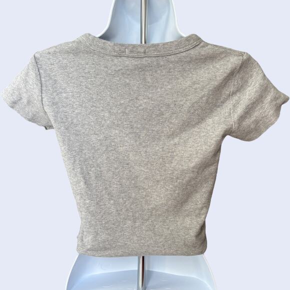 John Galt heather gray baby tee cropped t-shirt Y2K - Picture 3 of 4